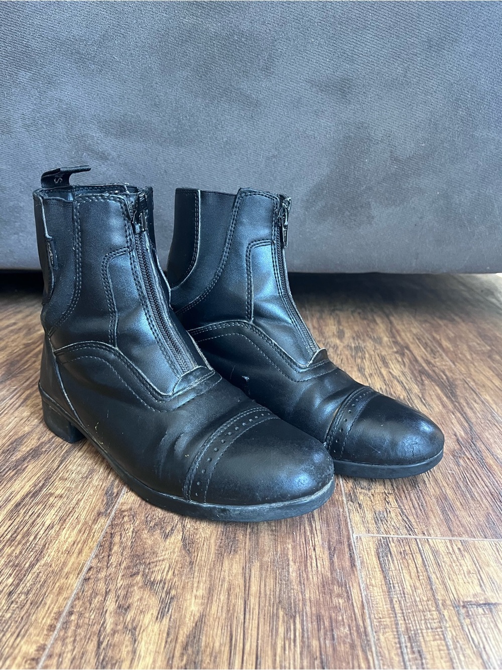 Saxon Children Black Zip-Front Riding Paddock Boots